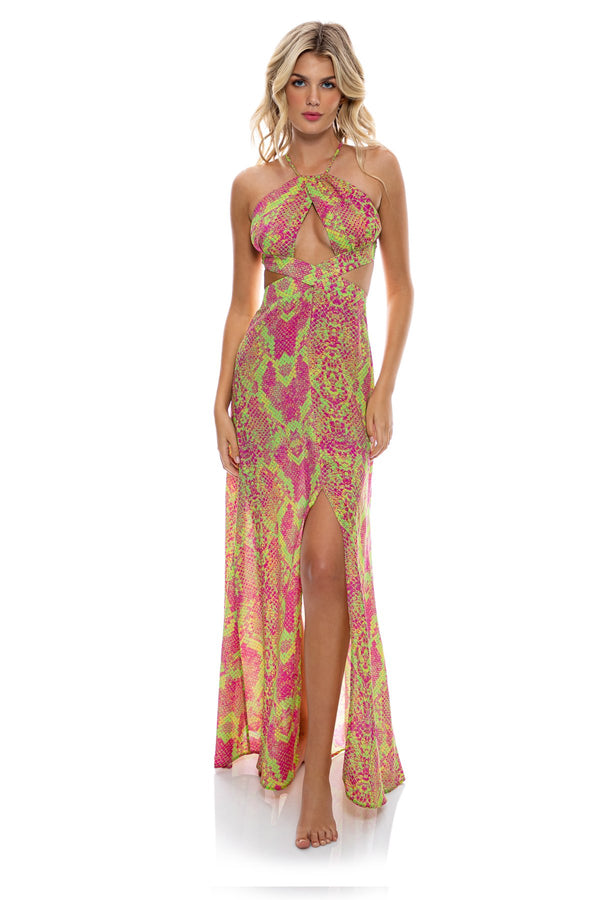 Luli Fama Born To Be Wild Halter Cut Out Dress